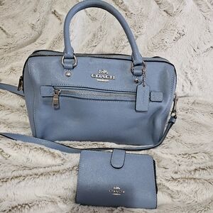 Coach Lt blue crossbody w/wallet